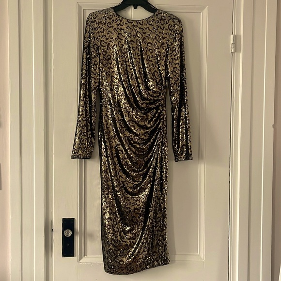 DRESS THE POPULATIONS sequins leopard cocktail dress M New with tags. - Picture 1 of 8